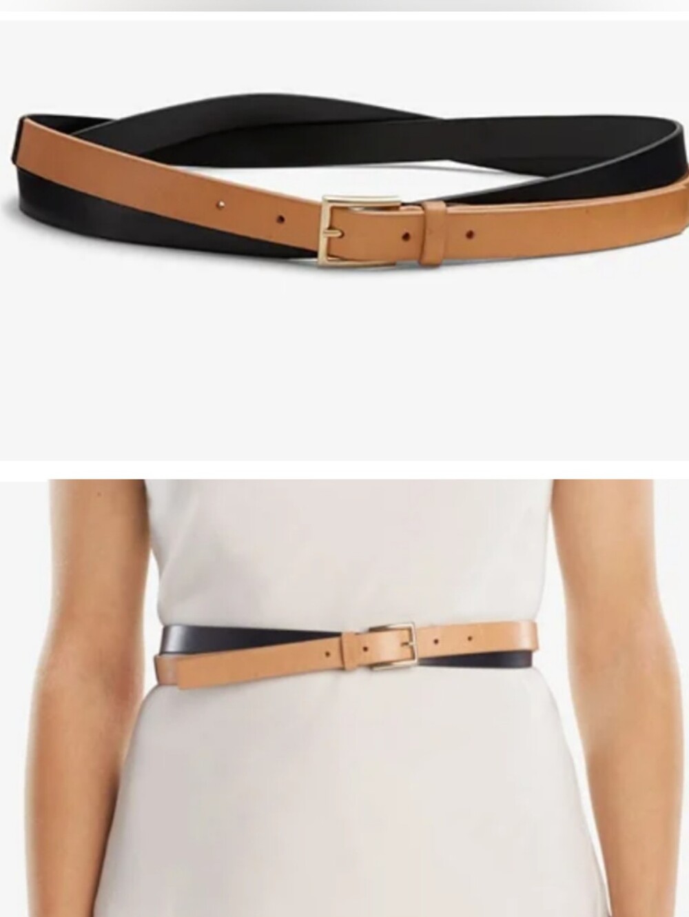 NEW MM. Lafleur Double Wrap Leather Belt Size S Midnight Natural